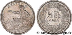 SWITZERLAND 1/2 Franc Helvetia 1850 Paris AU/AU 