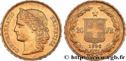 SUIZA 20 Francs Helvetia 1896 Berne