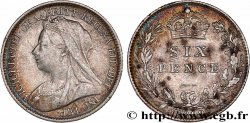 VEREINIGTEN KÖNIGREICH 6 Pence Victoria tête voilée 1899 