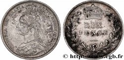 ROYAUME-UNI 6 Pence Victoria buste du jubilé 1888 