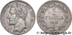 BELGIEN 5 Francs Léopold Ier tête laurée 1849 