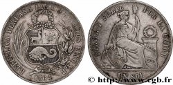 PERú 1 Sol “Liberté” assise 1864 Lima BC+ 