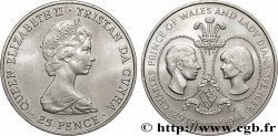 TRISTAN DA CUNHA 25 Pence mariage princier : Elizabeth II / médaillons du prince Charles et de lady Diana 1981 