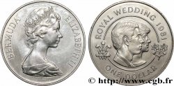 BERMUDES 1 Dollar Elisabeth II / Mariage du prince Charles et de lady Diana 1981  SPL 