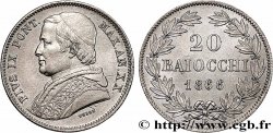 ITALIE - ÉTATS DU PAPE - PIE IX (Jean-Marie Mastai Ferretti) 20 Baiocchi 1866 Rome TTB+ 