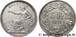 SVIZZERA  5 Francs Helvetia assise 1874 Bruxelles