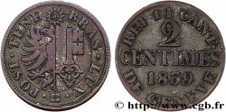 SCHWEIZ - REPUBLIK GENF 2 Centimes - Canton de Genève 1839 
