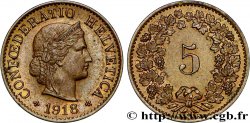 SUISSE 5 Centimes (Rappen) Tête de Libertas 1918 Berne