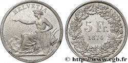 SVIZZERA  5 Francs Helvetia assise 1874 Berne
