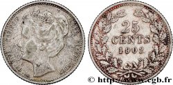 NETHERLANDS 25 Cents Wilhelmina 1902 Utrecht VF 