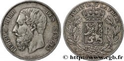 BELGIQUE 5 Francs Léopold II 1873 