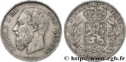 BELGIUM 5 Francs Léopold II 1873 