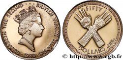 ÎLES VIERGES BRITANNIQUES 50 Dollar Proof Mains croisées 1988 Franklin Mint FDC 