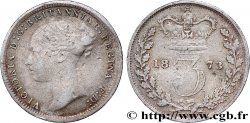 UNITED KINGDOM 3 Pence Victoria “Bun Head” 1873 