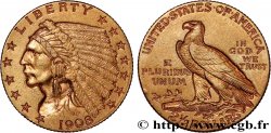 ÉTATS-UNIS D&nbsp;AMÉRIQUE 2 1/2 Dollars or (Quarter Eagle) type “tête d’indien”  1908 Philadelphie TTB 