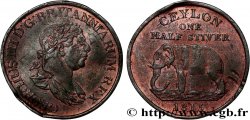 CEYLAN 1/2 Stiver Georges III / éléphant 1815  TTB+ 