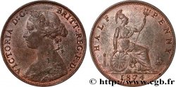 GREAT BRITAIN - VICTORIA 1/2 Penny Victoria “Bun Head” 1874 