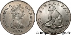 GIBRALTAR 25 New Pence Elisabeth II / singe Magot 1971 