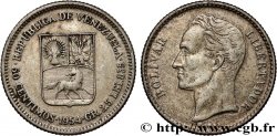 VENEZUELA 50 Centimos emblème / Simon Bolivar 1954 Philadelphie TTB+ 
