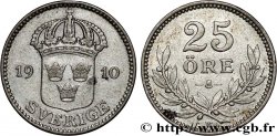 SWEDEN 25 Ore écu couronné variété à large croix 1910 