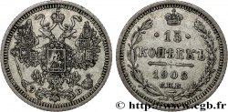 RUSIA 15 Kopecks aigle bicéphale 1908 Saint-Petersbourg