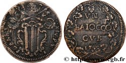 ITALIE - ÉTATS DU PAPE - BENOÎT XIV (Prospero Lambertini) 1 Baiocco  1755 Gubbio