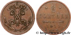 RUSSIE 1/2 Kopeck monogramme Nicolas II 1911 Saint-Petersbourg
