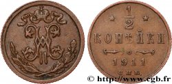 RUSSIA 1/2 Kopeck monogramme Nicolas II 1911 Saint-Petersbourg