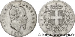 ITALIE 5 Lire Victor Emmanuel II 1874 Milan
