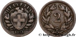 SUISSE 2 Centimes (Rappen) croix suisse 1851 Paris