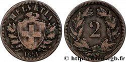 SCHWEIZ 2 Centimes (Rappen) croix suisse 1851 Paris