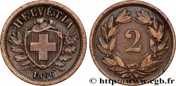 SWITZERLAND 2 Centimes (Rappen) croix suisse 1866 Berne