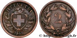 SUISSE 2 Centimes (Rappen) croix suisse 1866 Berne