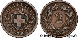 SUISSE 2 Centimes (Rappen) croix suisse 1886 Berne - B