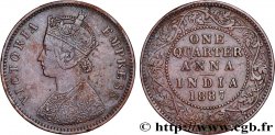 INDES BRITANNIQUES 1/4 Anna Victoria 1887 Bombay TB 