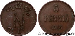 FINLANDE 5 Pennia monogramme Tsar Nicolas II 1913 