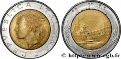ITALIE 500 Lire tête de femme représentant la République / Place et Palais du Quirinal à Rome 1984 Rome - R