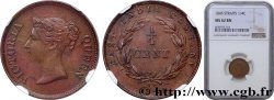 MALAYSIA - STRAITS SETTLEMENTS 1/4 Cent Straits Settlements Victoria 1845 Heaton - H MS62 NGC