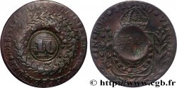 BRÉSIL - EMPIRE DU BRÉSIL - PIERRE II 10 Réis contremarqué sur une 20 Réis de 1830 (1835) 