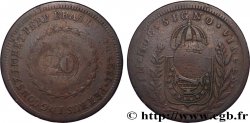 BRÉSIL - EMPIRE DU BRÉSIL - PIERRE II 20 Réis contremarqué sur une 40 Réis de 1827 (1835) Rio de Janeiro