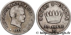 ITALY - KINGDOM OF ITALY - NAPOLEON I 10 Soldi 1813 Milan VF 
