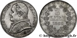 ITALY - PAPAL STATES - PIUS IX (Giovanni Maria Mastai Ferretti) 2 Lire an XXI 1866 Rome