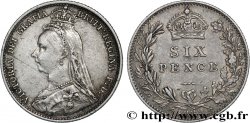 VEREINIGTEN KÖNIGREICH 6 Pence Victoria “buste du jubilé”  1889 
