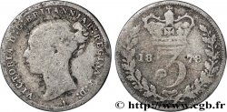 REINO UNIDO 3 Pence Victoria “Bun Head” 1878 