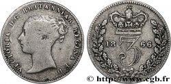 VEREINIGTEN KÖNIGREICH 3 Pence Victoria “Bun Head” 1866 