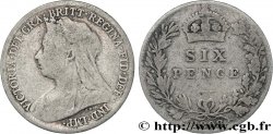 REGNO UNITO 6 Pence Victoria tête voilée 1898 