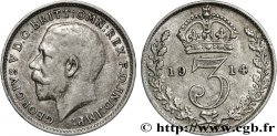 REINO UNIDO 3 Pence Georges V / couronne 1914 