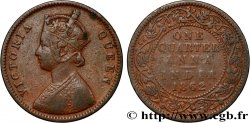 INDES BRITANNIQUES 1/4 Anna Victoria 1862 Calcutta TB 