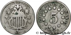 UNITED STATES OF AMERICA 5 Cents bouclier variété sans rayons entre les étoiles 1869 Philadelphie