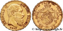 INVESTMENT GOLD 20 Francs Léopold II 1877 Bruxelles